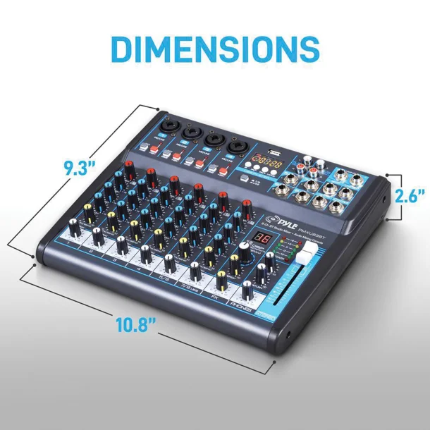 Pyle® 8-Channel Bluetooth® Pro Audio DJ Sound Mixer - Image 2