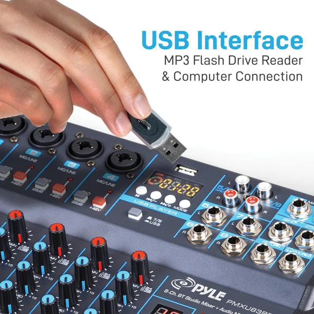 Pyle® 8-Channel Bluetooth® Pro Audio DJ Sound Mixer - Image 4